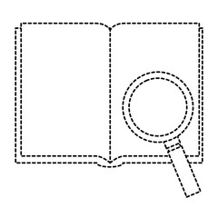 text book school with magnifying glass vector illustration design