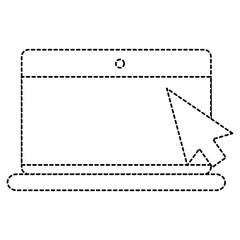 laptop computer with mouse pointer vector illustration design
