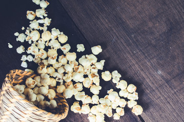 Obraz na płótnie Canvas Watch movies at home eating popcorn relax