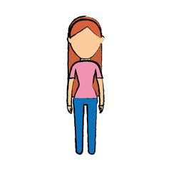 avatar woman standing icon over white background colorful design vector illustration