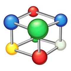 Education molecule icon, cartoon style