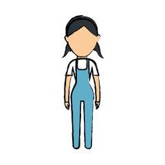 avatar woman standing icon over white background colorful design vector illustration