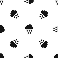 Fototapeta na wymiar Cloud with rain drops pattern seamless black