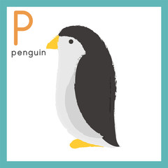 Illustration drawing style alphabet wildlife