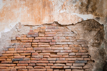 Old orange brick wall in antiquity