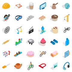 Bicycle icons set, isometric style