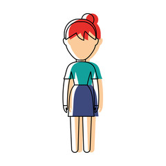 avatar woman standing icon over white background colorful design vector illustration