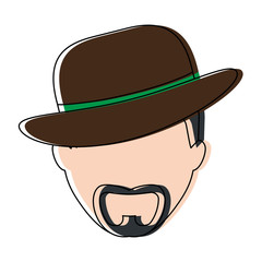 man with beard icon over white background colorful design vector illustration