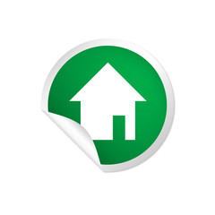 runder Sticker grün - Haus