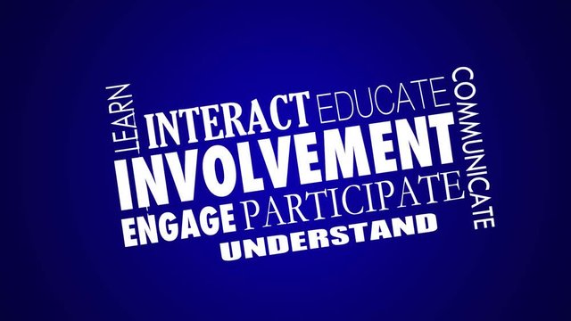 Involvement Engage Participate Interact Word Collage 3d Animation