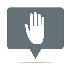 Graue Sprechblase mit Hand