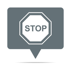 Graue Sprechblase mit Stopschild