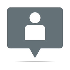 Graue Sprechblase mit Person