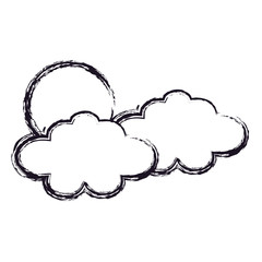 clouds and sun icon over white background vector illustration