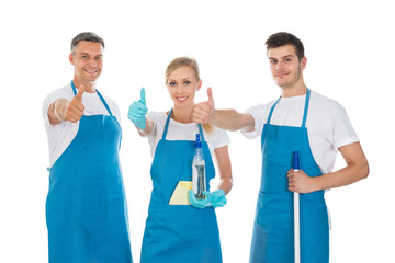 Cleaners Showing Thumb Up Sign