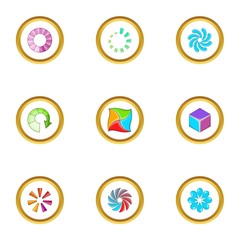 Upload cursor icons set, cartoon style