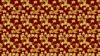 chrysanthemum flower pattern by hand drawing.Wallpaper art highly detailed in line art style.Flower pattern for batik cloth.