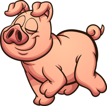 Proud cartoon pig walking. Vector clip art illustration with simple gradients. All in a single layer. 