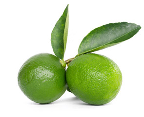 two lime fruit isolate on white background