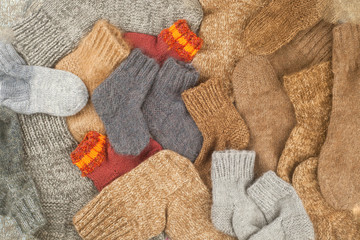 Fototapeta na wymiar socks of different sizes background, the concept of the family, cares, heat, new year, vacations, Christmas, grandparent's day