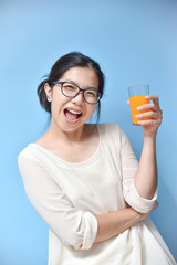 Woman with Orange juice.