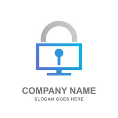 Computer Technology Protection Security Logo Vector Design