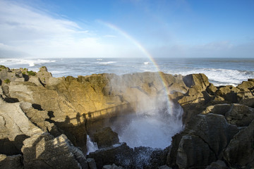 Pancake Rocks ang Rainbow South Island New Zealand