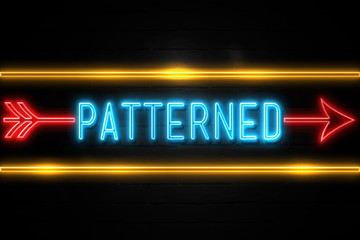 Patterned  - fluorescent Neon Sign on brickwall Front view