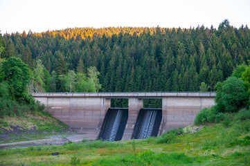 Oker reservoir pre-dam in the Harz mountain in Germany
