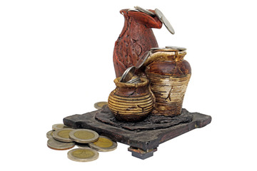 jar of money on isolated white background