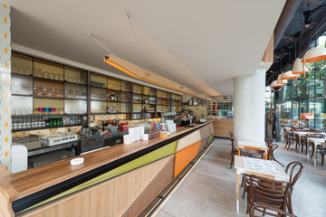 Interior of a modern urban cafeteria
