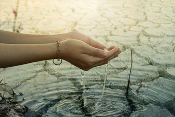 Water shortage, Crack ground mud drought, Concept save water.