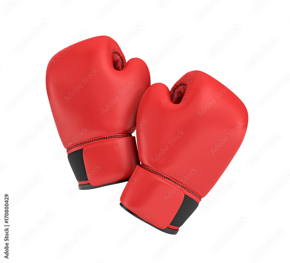 Poster 3d rendering of a red right boxing gloves isolated on white background