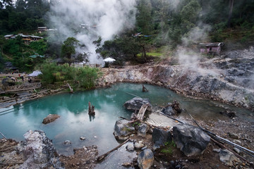 Hot Springs inside crater of volcano, Kawah Cibuni (Rengganis), Ciwidey, Bandung, Indonesia