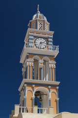 Traditional church in Fira village, Santorini island, Greece