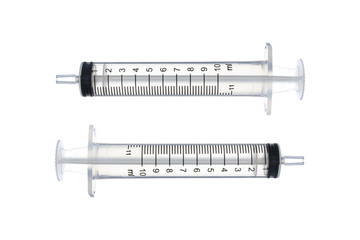 two syringes isolated on white