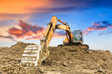 excavator in construction site