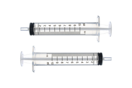 two syringes isolated on white
