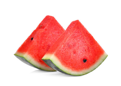 two slice of fresh watermelon isolated on white background