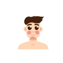Psoriasis or rosacea men face. Vector illustration.