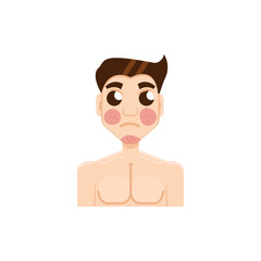 Psoriasis or rosacea men face. Vector illustration.