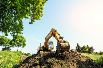Excavator working at construction site