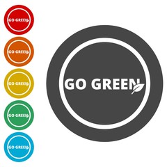 Go green stamp, sign, icons set 