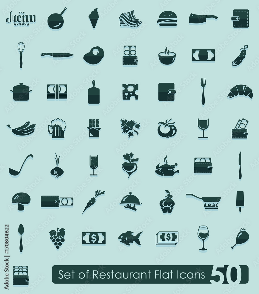 Poster Set of restaurant icons