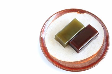 Japanese Sweet Bean Paste Jelly on White Background