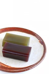 Japanese Sweet Bean Paste Jelly on White Background