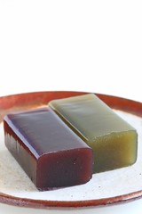 Japanese Sweet Bean Paste Jelly on White Background
