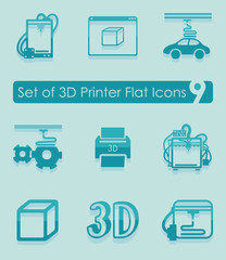 Set of three d printer icons