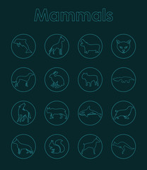 Fototapeta premium Set of mammals simple icons