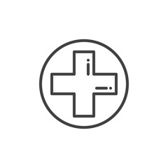 Obraz premium Medical cross line icon, outline vector sign, linear style pictogram isolated on white. Symbol, logo illustration. Editable stroke